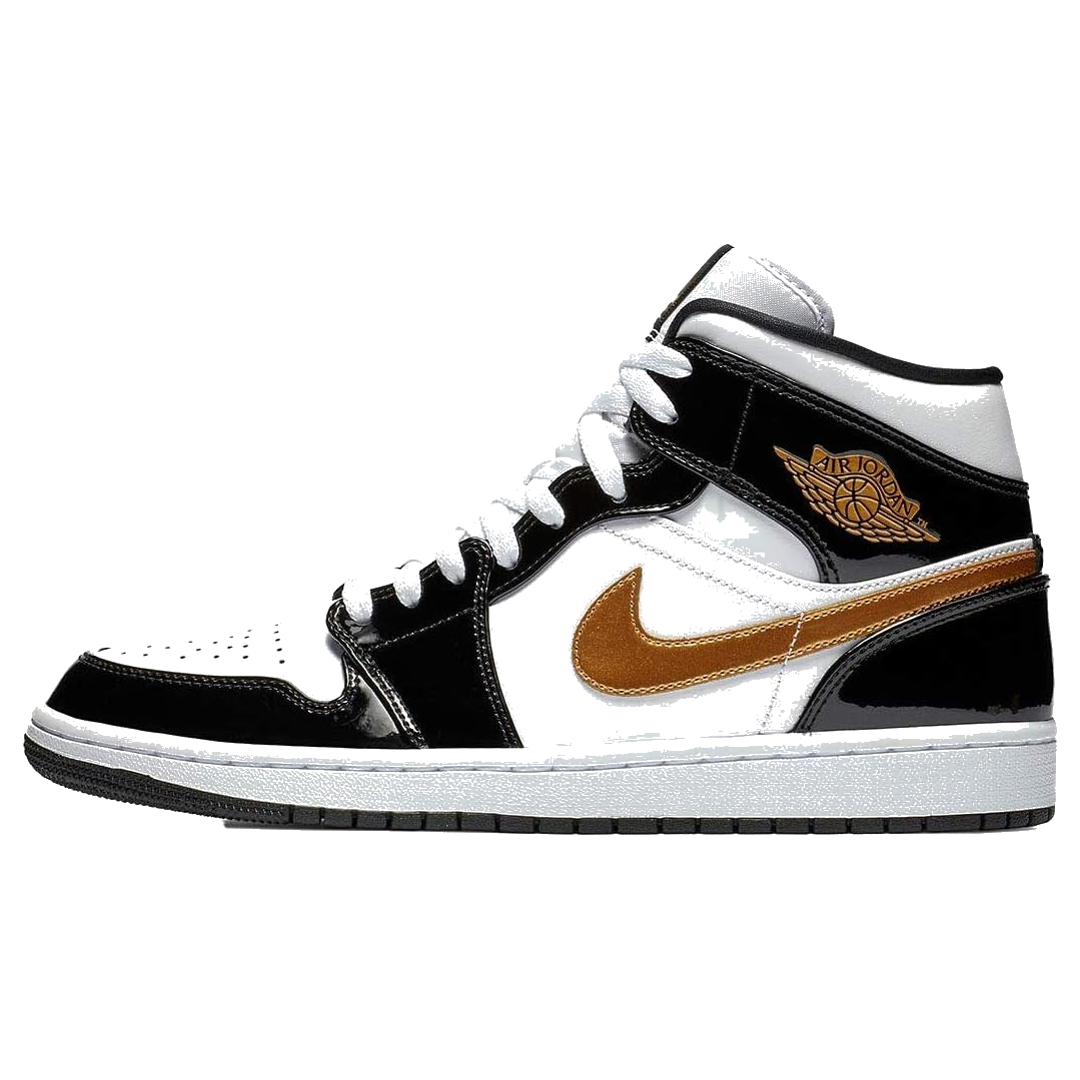 RETRO 1 BOTA NEGRO BLANCO DORADO