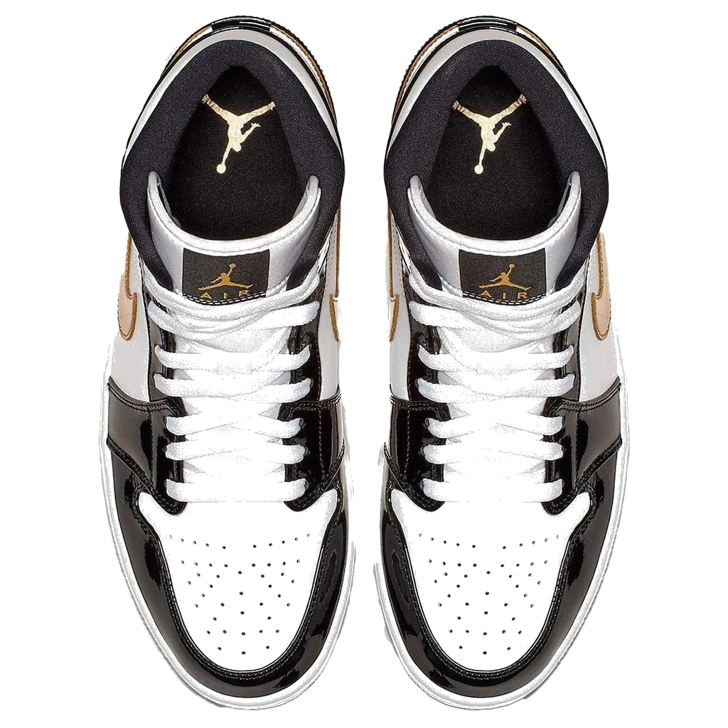 RETRO 1 BOTA NEGRO BLANCO DORADO