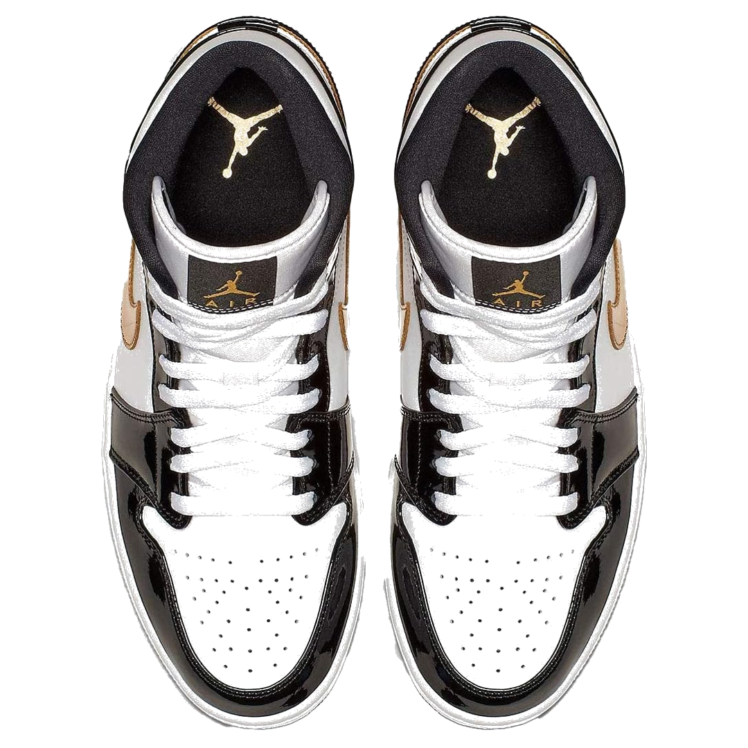 RETRO 1 BOTA NEGRO BLANCO DORADO